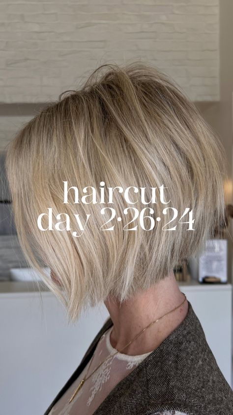 Get ready and pay close attention cause there will have to be more parts to this cut and color from @chrisjones_hair and @emilycooper_hair… | Instagram Boblob Hairstyle, Diagonal Forward Haircut Short, Jocelyn Mcclellan Hair 2023, Julianne Hough Hair Short, Blonde Bob Hairstyles Fine Hair, Blonde Stacked Bob, Short Light Blonde Hair, Jocelyn Mcclellan Hair, Choppy Blonde Bob