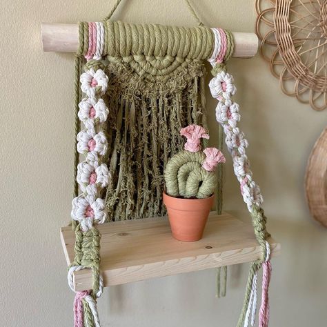 @forgetbknot shared a photo on Instagram: “If colour is your thing, I have ya covered! Macrame shelf with daisy chain detail. . . . . . . . . . . . . #forgetbknot #macrameshelf…” • May 12, 2022 at 2:25pm UTC Macrame Shelves, Macrame Designs, Macrame Shelf, Handmade Decor, Hanging Plant, Macrame Design, Daisy Chain, Macrame Wall, Hanging Plants