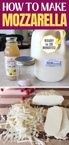 This homemade mozzarella cheese recipe will leave you with a ready-to-use mozzarella cheese in 30 minutes! Learn how to make mozzarella cheese at home and never have to buy it again! Perfect for homemade lasagna, homemade pizza, and more! No rennet needed. Easy Homemade Mozzarella, Lasagna Homemade, Mozzarella Cheese Recipe, Make Mozzarella Cheese, Homemade Mozzarella Cheese, Recipes With Mozzarella Cheese, Cheese Recipes Homemade, Homemade Mozzarella, Cheese Making Recipes