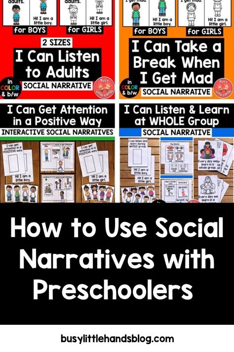 Preschool Social Stories Free, Social Narratives/stories, Social Stories Free, Skills For Preschoolers, Preschool Social Skills, Attention Seeking Behavior, Independent Work Stations, Narrative Story, Conscious Discipline