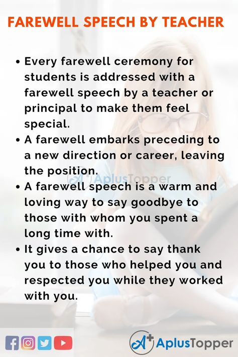 #FarewellSpeechbyTeacher #APlusToppercom Change Is The Only Constant, Farewell Speech, English Speech, Funny Anecdotes, Importance Of Education, Never Back Down, Job Interview Tips, Interview Tips, New Directions