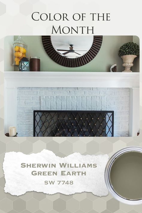 On the hunt for a gorgeous sage green paint color? Look no further! Sherwin Williams Green Earth SW 7748 is the perfect warm and deep sage green color that will transform your home! Explore Sherwin Williams Green Earth SW 7748 today! #paintcolors #paintcolor #paintcolorideas #paintcolorinspo #sagegreen #greenpaintcolors #sherwinwilliams #sherwinwilliamspaints Sw Green Earth, Sherwin Williams Green Earth, Green Earth Sherwin Williams, How To Use Sage, Deep Sage Green, Sherwin Williams Green, Sage Green Paint Color, Sage Green Paint, Color Of The Month