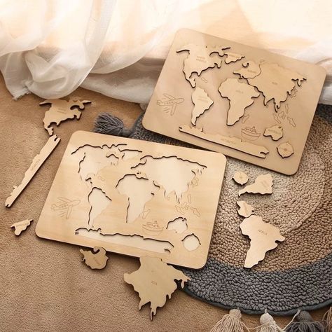 Mdf Toys, Montessori Diy, Map Puzzle, Presents Ideas, Best Educational Toys, Montessori Educational Toys, Laser Cut Wood Crafts, Jigsaw Puzzles For Kids, Playroom Storage