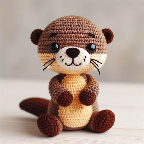 Crochet Otter Amigurumi Idea And Patterns Otter Amigurumi, Otter Crochet, Crochet Otter, Crochet Zebra, Crochet Critters, Knitting Needle Storage, Slip Stitch Crochet, Diy Earrings Easy, Crochet Plushies