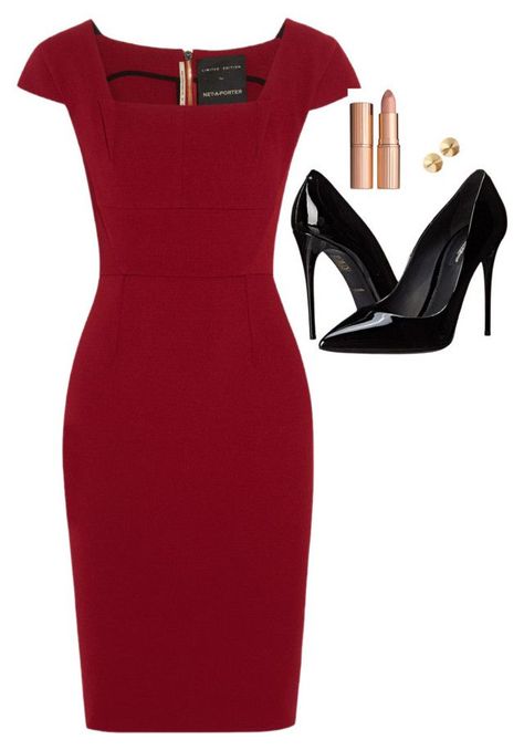 Red dress and black high heels. #Fashion Palace Outfit, Skirts Ideas, Rok Outfit, Classy Outfit Ideas, Red Outfits, Graduation Outfits, Coral Wedding, Looks Chic, Professional Outfits