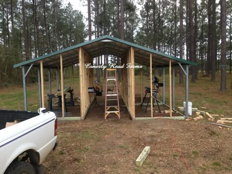 Carport coops and barns starting at $695.... only 10% Down Payment! | BackYard Chickens Carport House, Diy Pole Barn, Pallet Deck, Diy Carport, Goat Shelter, Diy Horse Barn, Barn Stalls, Chicken Barn, Steel Carports