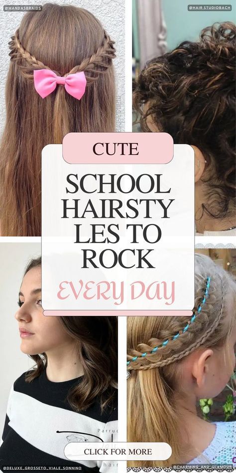 Last Day Of School Hairstyles, Cute Hairstyles For School Easy, Daily School Routine, Cute School Hairstyles, First Day Of School Hairstyles, Easy School Hairstyles, School Hairstyles For Short Hair, Cutest Hairstyles, Ponytails Braids