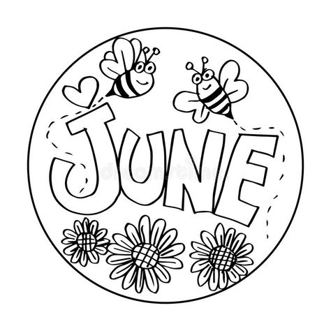 June Coloring Pages for Kids stock illustration June Coloring Pages, June Colors, How To Bullet Journal, Templates Simple, Abstract Coloring Pages, Black Poster, School Coloring Pages, Coloring Calendar, Coloring Sheets For Kids