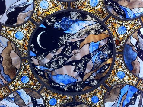 Eric BONTE Paris CAPAZZA Art Gallery Nancay Stained Glass Dome, Stained Glass Window, Moon And Stars, Glass Dome, Glass Domes, Visual Artist, Glass Window, Stained Glass, Moon