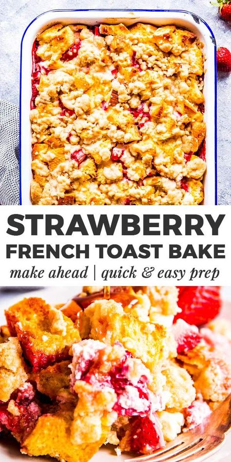 Strawberry French Toast Bake, Strawberry French Toast Casserole, Casserole With Cream Cheese, Strawberry Toast, Strawberry French Toast, Stuffed French Toast Cream Cheese, French Toast Bake Recipe, Strawberry Breakfast, French Toast Casserole Recipes