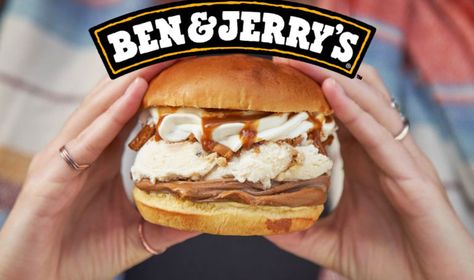 Ben & Jerry’s Launches Vegan Ice Cream Burgers at Scoop Shops in Europe | VegNews Apple Crisp Topping, Speculoos Cookie Butter, Ice Cream Companies, Vegan Marshmallows, Vegan Whipped Cream, Butter Caramel, Gelato Shop, Brownie Ice Cream, Cookie Dough Ice Cream