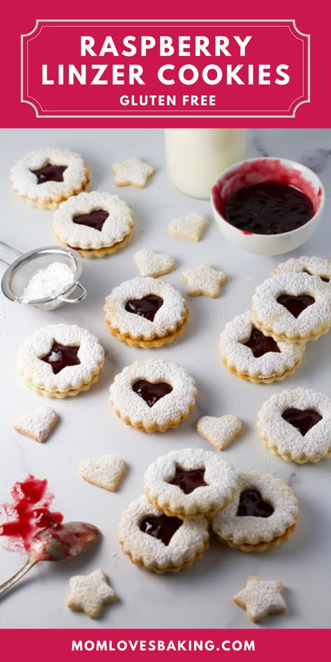 Raspberry Almond Linzer Cookies, Gf Linzer Cookies, Jam Filled Christmas Cookies, Gluten Free Linzer Cookies Recipe, Easy Linzer Cookies, Gluten Free Rosettes Recipe, Best Gluten Free Christmas Cookies, Christmas Linzer Cookies, Gluten Free Jam Cookies