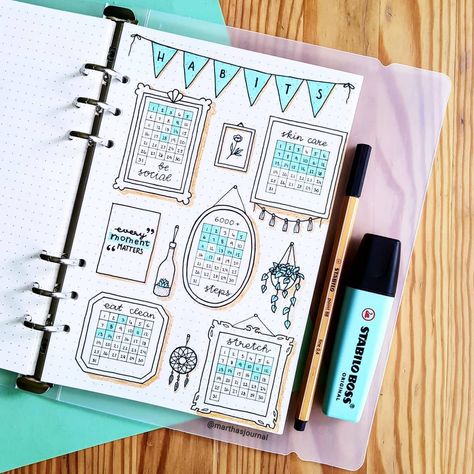 𝙸𝙶: 𝚖𝚊𝚛𝚝𝚑𝚊𝚜𝚓𝚘𝚞𝚛𝚗𝚊𝚕 Bullet Journal Habit Tracker Layout, Jurnal Bullet Ideas, Bullet Journal Designs, Habits Journal, Password Journal, Highlight Of The Day, Journal Tracker, Bullet Journal 2020, Habit Tracker Bullet Journal