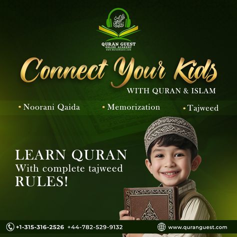 📖 **Quran Guest Online Academy - Learn Quran & Islam With Expert Guidance!** 🌟 Enhance your knowledge of the Quran with Quran Guest Online Academy: 📘 **Noorani Qaida** | **Memorization** | **Tajweed** 🌿 **Learn Quran with Complete Tajweed Rules** 📞 Contact us at: 🇺🇸 +1-315-316-2526 🇬🇧 +44-782-529-9132 🌐 Visit www.quranguest.com for more details. .. . . . #QuranGuest #OnlineAcademy #LearnQuran #IslamicEducation #NooraniQaida #Tajweed #QuranMemorization #QuranLearning #IslamicStudies #Qur... Online Quran Academy Post, Contact Us Page Design, Tajweed Rules, Online Academy, Online Quran, Memorization, Islamic Studies, Ayat Al-quran, Learn Quran