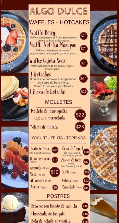 Menu Cafeteria, Waffles Ideas, Food Trailer, Food Cart, Food Truck, Hot Dogs, Nutella, Oreo, Waffles