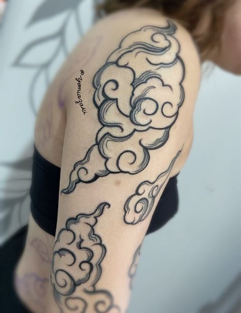 Jinx Cloud Tattoo, Cloud Tattoo Sleeve, Cloud Tattoo Design, Trippy Tattoo, Japanese Tattoos For Men, Cloud Tattoo, The Lovers, Dope Tattoos, Tattoo Design Drawings