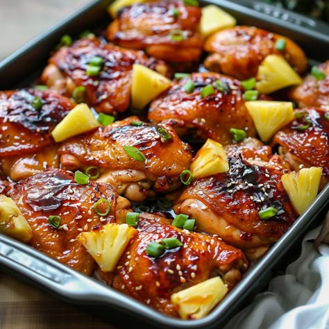 Hawaiian Baked Chicken, Baked Pineapple Chicken Recipes, Oven Baked Huli Huli Chicken, Huli Huli Chicken Crockpot, Hawaii Chicken Recipes, Baked Huli Huli Chicken, Baked Pineapple Chicken, Pineapple Chicken And Rice, Huli Huli Chicken Recipe