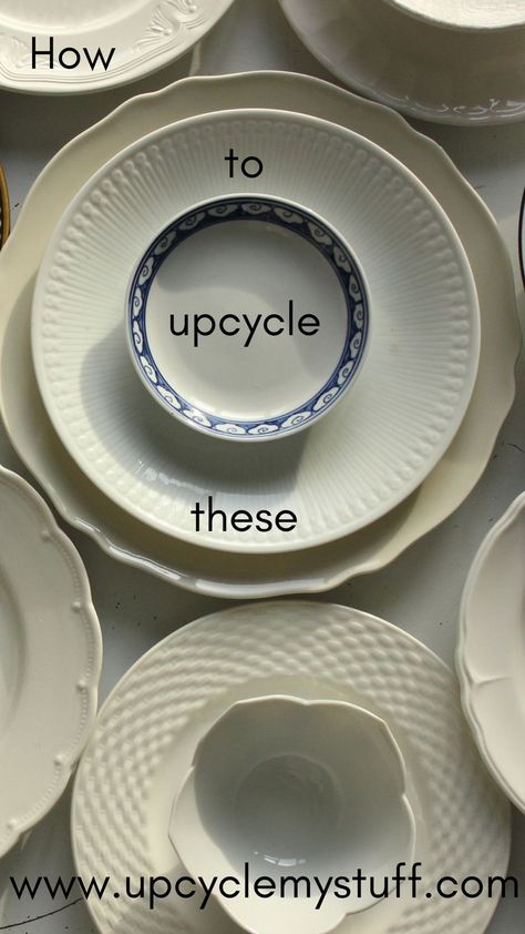 Upcycle Dishes, Charger Plate Crafts, Recycled Art Projects, Diy Bowl, Upcycle Ideas, Old Plates, Plates Diy, Upcycle Decor, Diy Ceramic