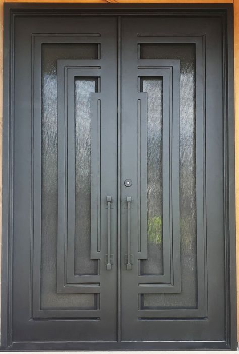 Iron Double Door, Metal Gates Design, Wrought Iron Front Door, Welding Design, Double Doors Exterior, Iron Front Door, Gates Design, Metal Doors Design, Iron Door Design