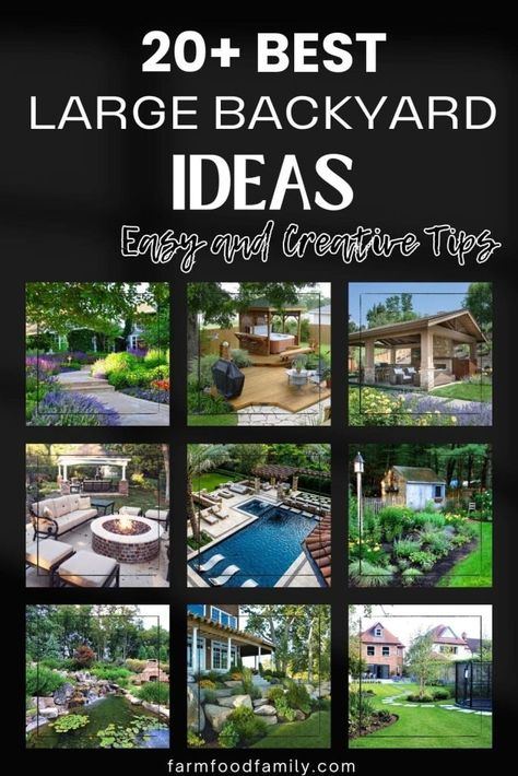 Top 20 Large Backyard Ideas: Transform Your Space ([year]) 99 5 Acre Backyard Ideas, Simple Big Backyard Ideas, Landscape Ideas For Big Backyard, Backyard Planning Layout Design, Large Backyard Ideas Layout Entertaining, How To Make A Small Backyard Look Bigger, Half Acre Backyard Ideas, Big Yard Landscaping Ideas, Large Backyard Landscaping Designs