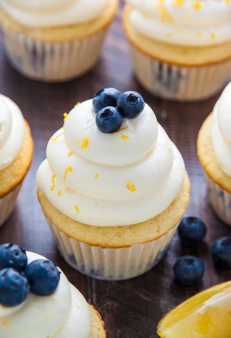 Lemon Blueberry Cupcakes, Savory Cakes, Blueberry Cupcakes, Lemon Cream Cheese Frosting, Lemon Cupcakes, Cupcakes Cake, Lemon Cream, Lemon Blueberry, Savoury Cake