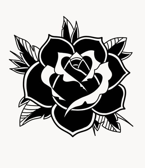 Traditional black rose|#tattoo #handtattoo #tattoos #rosetattoo #tattoorose 569 American Traditional Rose, Tato Mandala, Traditional Tattoo Outline, Traditional Tattoo Stencils, Traditional Tattoo Drawings, Rose Tattoo Stencil, Tato Flash, Traditional Black Tattoo, Traditional Tattoo Flowers