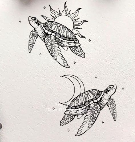 Turtle Sun Tattoo, Tattoo Ideas Turtle, Turtle Tattoos, Sea Turtle Tattoo, Turtle Tattoo Designs, Theme Tattoo, Sun Tattoos, Sketch Tattoo Design, Tattoos For Black Skin