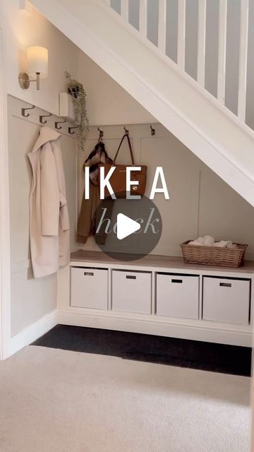 Ikea Kallax Hack Entryway, Ikea Hallway Bench, Ikea Kallax Shoe, Ikea Hack Shoe Storage Bench, Kallax Hack Shoe Storage, Kallax Shoe Storage Ideas, Kallax Bench Hack, Kallax Ikea Ideas Inspiration, Ikea Rödeby