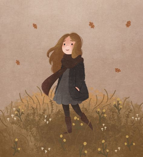 November Illustration, Autumn Illustration, Those Days, Girls Cartoon Art, Whimsical Art, الرسومات اللطيفة, Cartoon Art Styles, Children Illustration, Cute Illustration