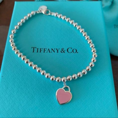 Pink heart Tiffany bracelet Tiffany Pink Heart Bracelet, Tiffany And Co Pink, Tiffany Bracelet, Bday Wishlist, Tiffany And Co Bracelet, Tiffany Bracelets, Tiffany Co Jewelry, Tiffany And Co, Heart Bracelet