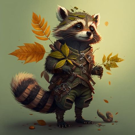 Raccoon Folk Dnd, Raccoon Oc Art, Dnd Raccoon, Racoon Character Design, Raccoon Character Design, Rocket Raccoon Art, Humblewood Character, Raccoon Character, Animal Line Drawings