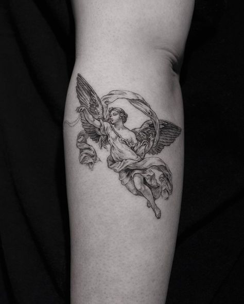 Cherub Tattoos, Venus Tattoo, Cherub Tattoo, Angel Tattoo Designs, Greek Tattoos, Angel Tattoo, Black Ink Tattoos, Feminine Tattoos, Dope Tattoos