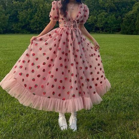 Strawberry Dress Aesthetic, Rowan Kane, Lauren Asher, Strawberry Dress, The Fine Print, Modesty Fashion, Dress Aesthetic, Clothes Summer, Fine Print