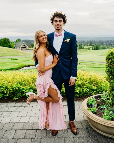 Navy And Pink Suit, Light Pink Hoco Dress, Prom Suit Ideas, Hoco Photos, Pink Hoco Dress, Blue Tux, Suit Prom, Seattle Photography, Prom Picture Poses