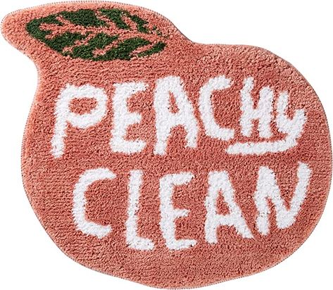 Non Slip and Absorbent Shower Rug - Machine Washable - Funny and Cute Coral Rug Idea Peachy Clean Bath Mat, Peachy Clean, Unique Bath Mats, Peach Bathroom, Coral Rug, Funny And Cute, Bath Or Shower, Shower Rug, Shower Rugs