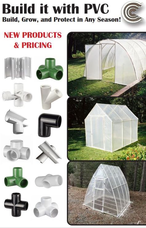 Snap Clamps, 3-way elbows, pipe hinges, and 5 way cross fittings are just some of the items you can find at Circo Innovations. Click to look through our online store. Pvc Pipe Greenhouse Diy, Pvc Greenhouse Plans, Build Your Own Greenhouse, Turtle Enclosure, Pipe Fence, Pvc Greenhouse, Carport Canopy, Pvc Projects, Home Greenhouse