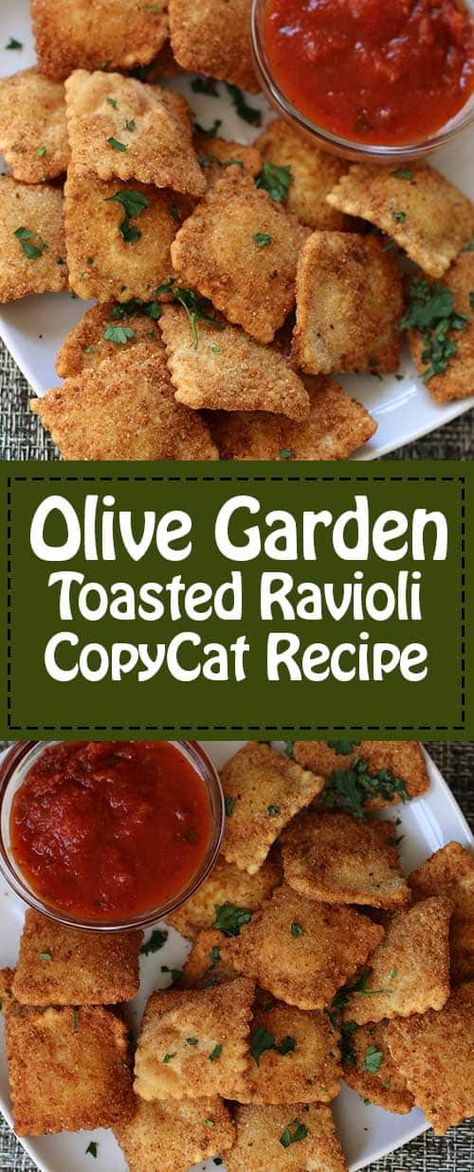 Copycat Recipes Olive Garden, Olive Garden Recipes, Toasted Ravioli, Ravioli Recipe, Copykat Recipes, Copycat Restaurant Recipes, Light Dinner, Pesto Sauce, Olive Garden