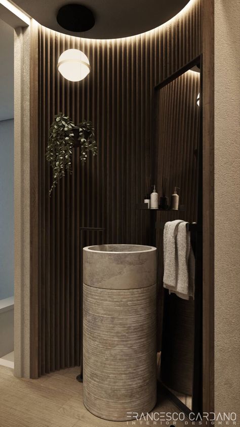 Freestanding Sink, Modern Pedestal Sink, Minimalist Vanity, Luxury Toilet, Luxury Bathroom Master Baths, Wc Design, Closet Curtains, Australia House, Spa Interior