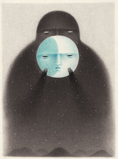 To The Moon, The Moon, The Face, Moon, Illustrations, Blue, White