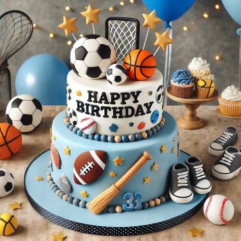 Images Of Cake Models For Birthday Boy 2 Soccer Baseball Cake, All Star Birthday Cake, Sports Smash Cake, Soccer Ball Birthday Party Ideas, Boys Sports Birthday Party Ideas, Sports Birthday Cakes For Boys, Sports Themed Birthday Cakes For Boys, Born To Ball Birthday Theme, Sports First Birthday Cake