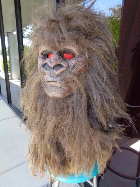 This is the head of our most popular bigfoot costume rental. He just had his hair done. The form underneath is red not his eyes. Rent the whole suit for your next party or to scare your friends. @ 702-456-1476 Bigfoot Costume, Bigfoot Art, Hair Done, New Version, Mascot Costumes, His Eyes, The Whole, Carnival Face Paint, Gowns Dresses