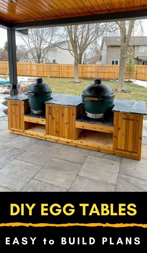 Kamado Table Plans, Kamado Joe Table, Big Green Egg Table Plans, Kamado Table, Big Green Egg Outdoor Kitchen, Big Green Egg Table, Green Egg Grill, Grill Cart, Outdoor Grill Station