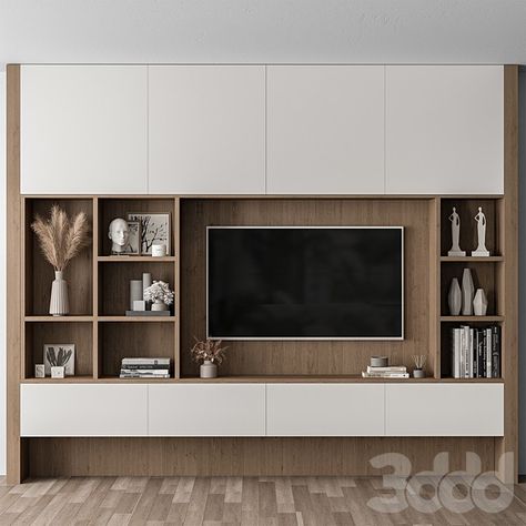 Japandi Tv Wall Unit, Contemporary Tv Wall Design Modern Living Room, Home Office Tv Wall, Tv Room Built In Cabinets, Scandinavian Entertainment Center, Tv Millwork Wall, Modern Tv Built In, Dining Area Feature Wall, Tv Wall Unit Ideas Living Room