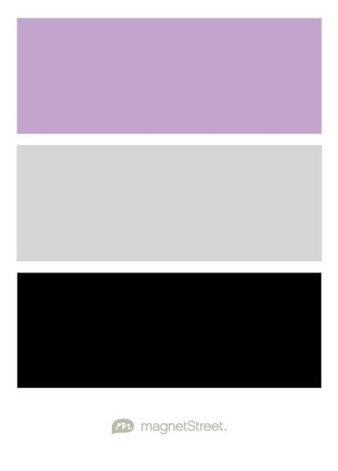 Lilac, Silver, and Black Wedding Color Palette - custom color palette created at MagnetStreet.com Purple Black Silver Color Palette, Black White Lavender Color Palette, Black And Lilac Room, Black And Lilac Aesthetic, Lavender Black And Silver Wedding, Lavender Sage Black Wedding, Lavender Black Wedding, Violet And Black Wedding, Lavender And Black Color Palette