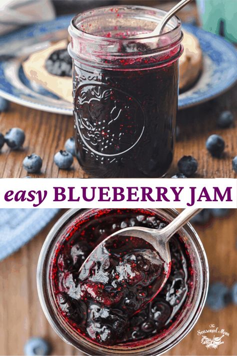 Easy Blueberry Jam, Blueberry Freezer Jam, Blueberry Chia Jam, Chia Jam Recipe, Blueberry Jelly, Blueberry Jam Recipe, Jam Recipes Homemade, Canning Jam, Homemade Jelly