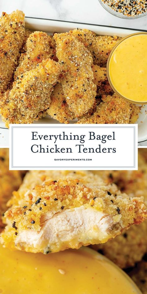 With a crunchy coating, these Everything Seasoning Chicken Tenders channel all of that flavor that we are all in love with on bagels! Everything Bagel Chicken Tenders, Chicken Tender Recipes Easy, Everything Bagel Chicken, Air Fryer Recipes Chicken Tenders, Air Fryer Recipes Chicken Thighs, Air Fryer Recipes Healthy Low Carb, Air Fryer Recipes Keto, Recipe Diaries, Everything But The Bagel Seasoning