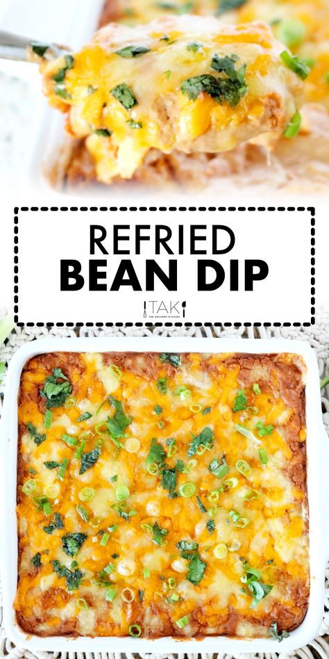 Ultimate Bean Dip, Bean Dip With Cream Cheese, Baked Bean Dip, Recipe With Refried Beans, Bean Dip Recipes Refried, Hot Bean Dip, Easy Bean Dip, Cultural Recipes, Refried Bean Dip