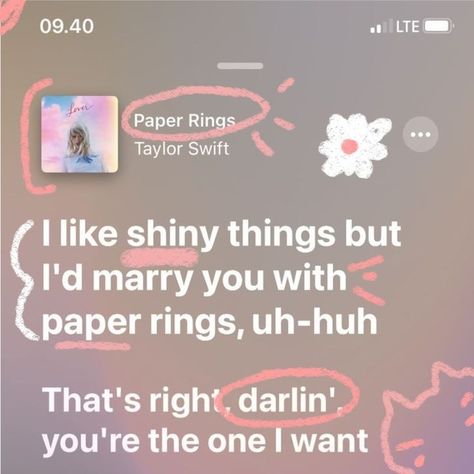 Her Royal Highness, Taylor Swift Song Lyrics, Paper Rings, Meaningful Lyrics, Taylor Lyrics, Paper Ring, Spotify Lyrics, Lyrics Aesthetic, Favorite Lyrics