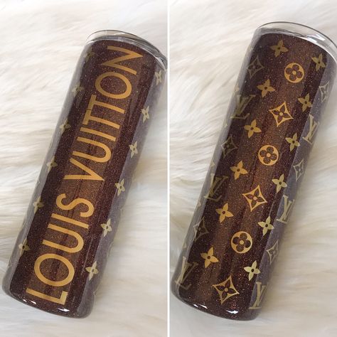 Lv Glitter Tumbler, Bedding 2023, Lv Tumbler, Custom Tumbler Ideas, Tumbler Design Ideas, Cricut Mugs, Louis Vuitton Watches, Tumbler Cups Personalized, Lip Balm Favors