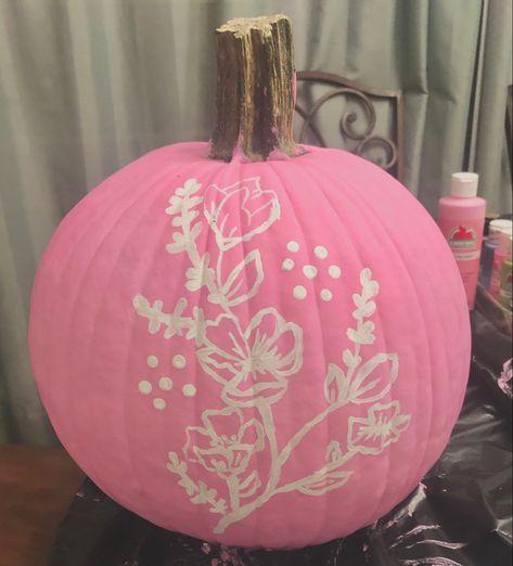 DIY, Paint, Fall, Halloween, Pumpkin, Pumpkin Painting, Fall Activities Pumpkin Painting Inspo Creative, Baby Girl Pumpkin Painting, Girlie Pumpkin Painting, Coquette Pumpkin Painting, Pumpkin Painting Ideas Cute Girly, Pink Pumpkin Ideas, Flower Pumpkin Painting, Floral Pumpkin Painting, Pink Painted Pumpkins